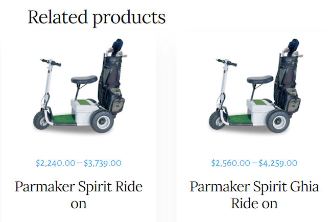 Parmaker ride store on golf buggy